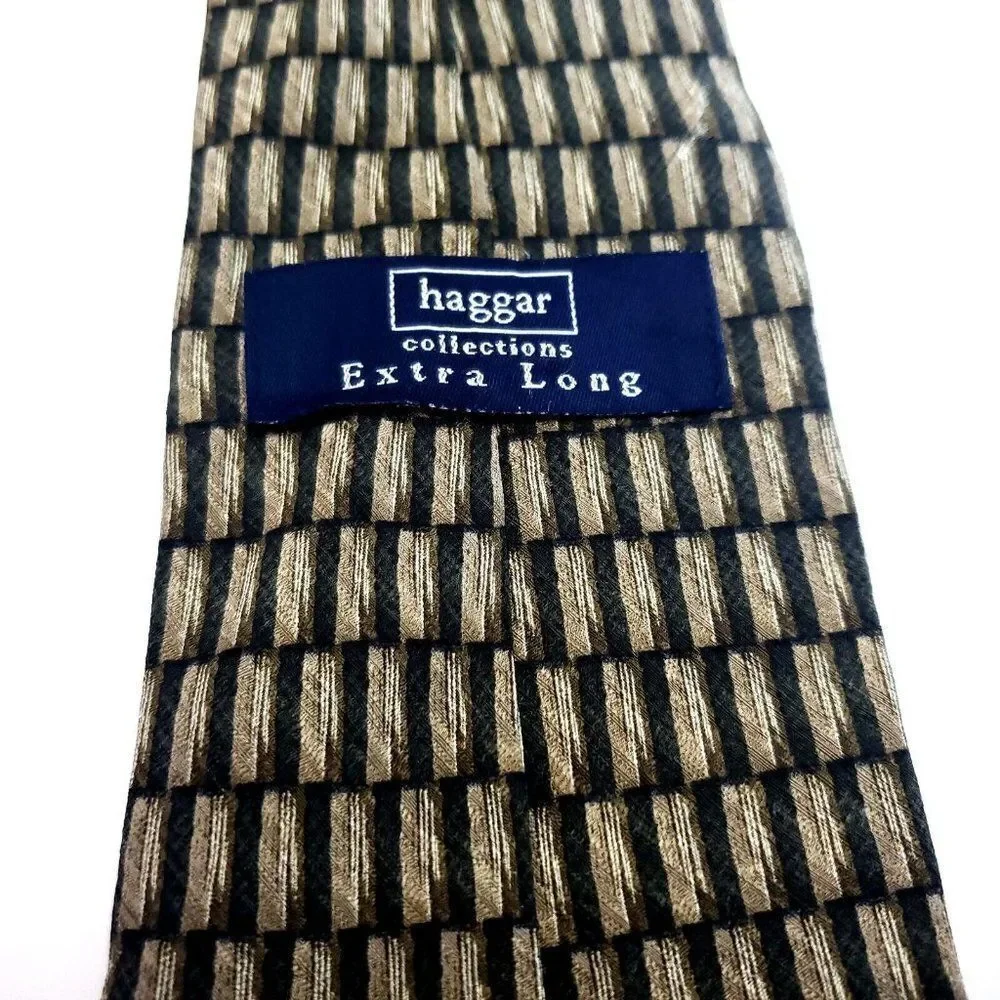 Haggar Collections Beige‎ Silk Tie Woven Long Geometric